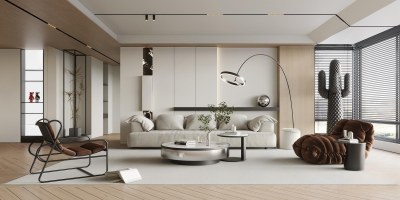 现代家居客厅3D模型下载